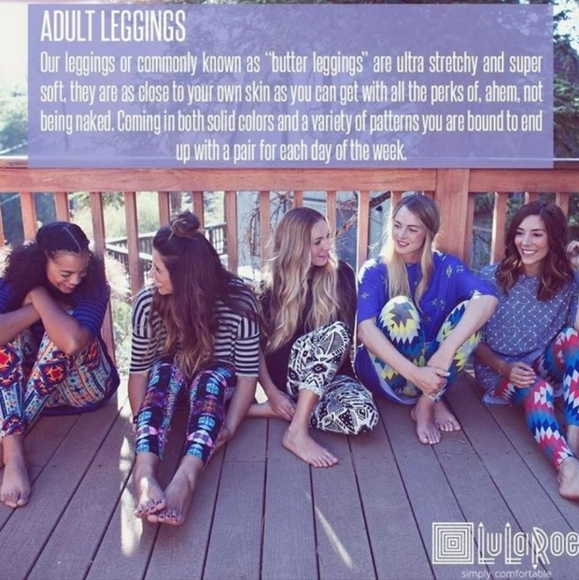 LuLaRoe light blue & dusty rose abstract Leggings - OS - Picture 6 of 8